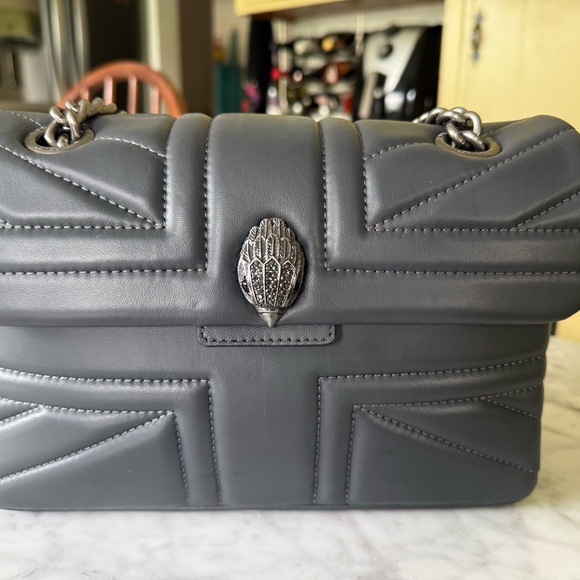 Kurt Geiger Dark Gray Union Jack Quilted Shoulder Bag - Picture 2 of 5